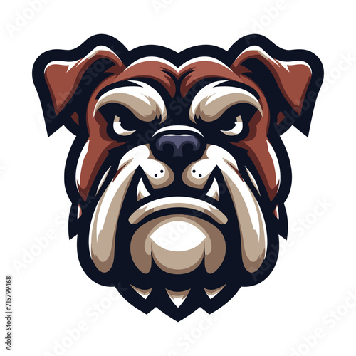 brave animal bulldog head face mascot design vector illustration, logo template isolated on white background