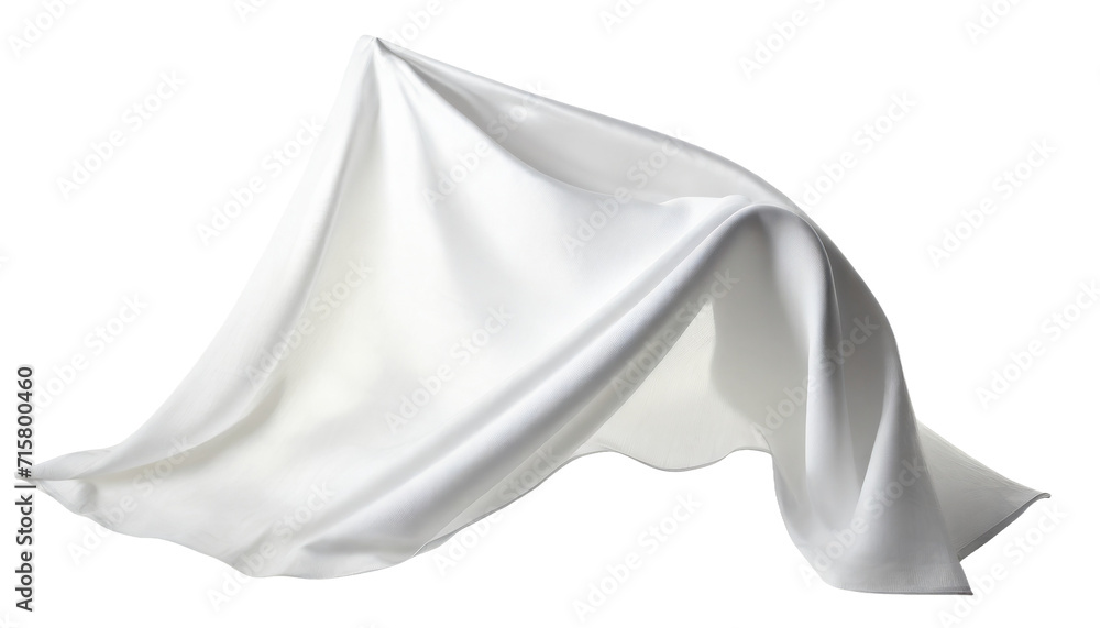 Fototapeta premium White silk or satin cloth waving, isolated on transparent background.