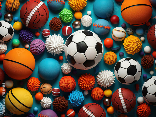 Sports equipment on paper background
