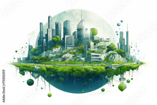World environment day and earth day concept with globe, Green city on earth, Eco friendly and sustainable concept © JubkaJoy