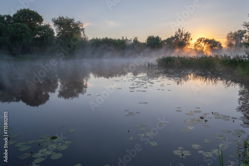 Canvas-taulu misty morning on the river