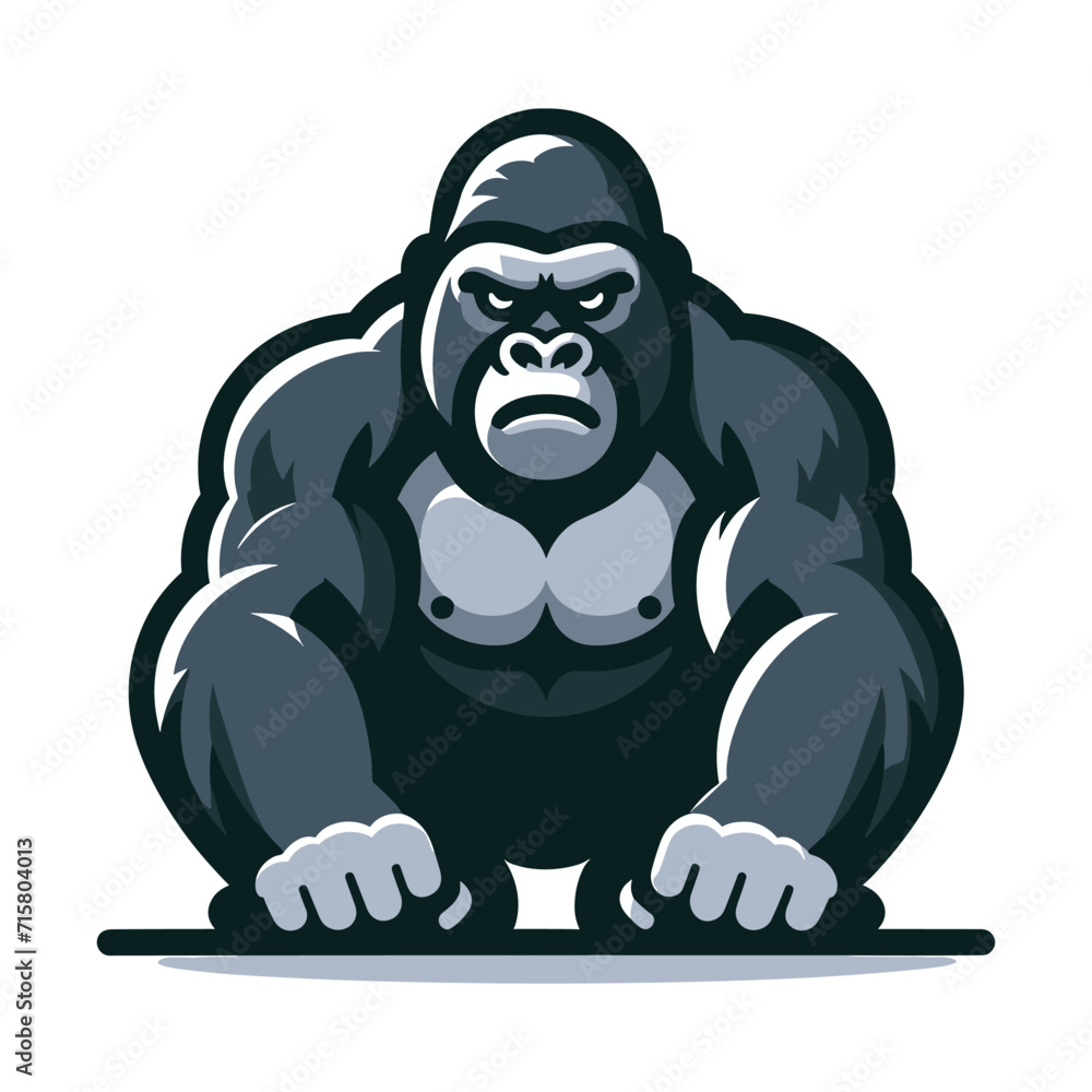 muscle gorilla ape monkey mascot design logo vector illustration isolated on white background