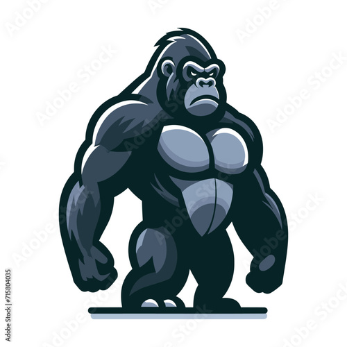 muscle gorilla ape monkey mascot design logo vector illustration isolated on white background