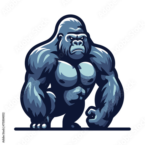 muscle gorilla ape monkey mascot design logo vector illustration isolated on white background