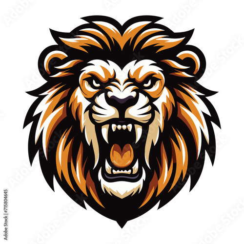 Wallpaper Mural Lion Head Roaring Logo mascot vector illustration, emblem design isolated on white background Torontodigital.ca