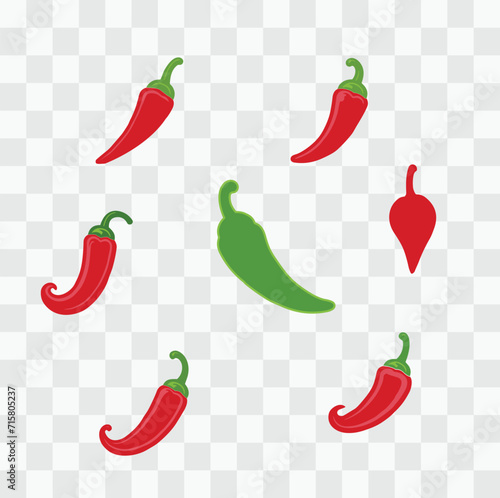 a set of chili vector illustration, isolated colorful chili icons