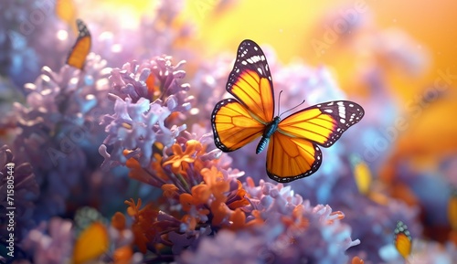butterfly on flower, background, wallpaper  © Andrii