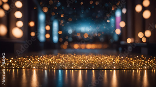 Bokeh abstract light background. Festive Background With Bokeh And Bright Golden Lights. AI generated image, ai