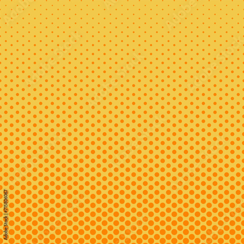 Halftone orange background. Yellow pop art background. Halftone texture with dots. Vector illustration. 