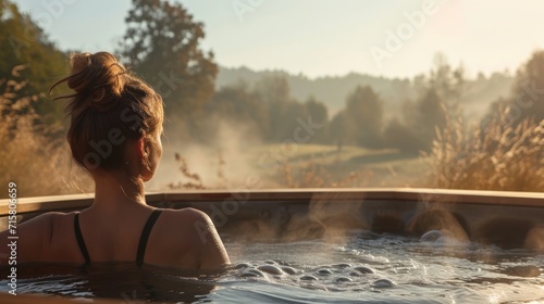 Serene Outdoor Hot Tub Experience at Sunrise