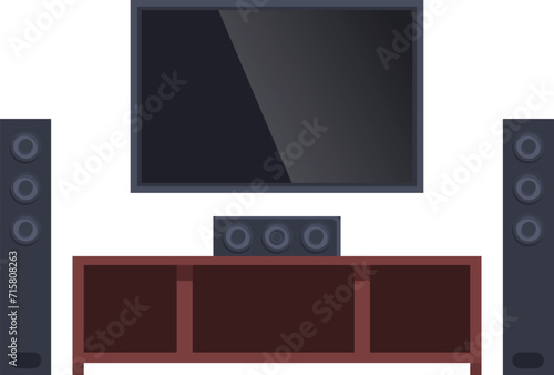 Electronic home theater icon cartoon vector. Family movie. Acoustic system