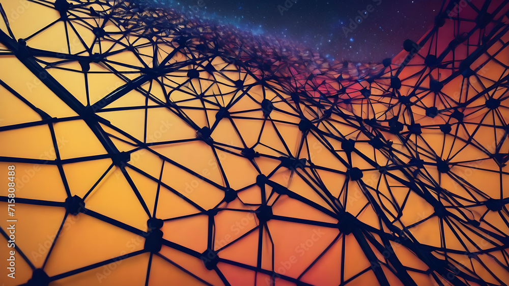 Fototapeta premium Wireframe connectivity mesh geometric network tech background concept.. AI generated image, ai