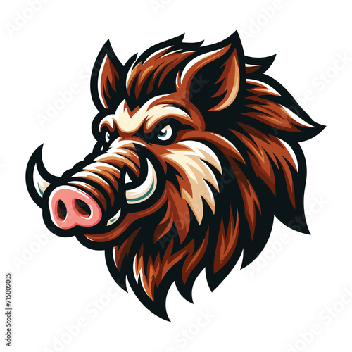 wild beast animal hog boar pig head face mascot design vector illustration, logo template isolated on white background