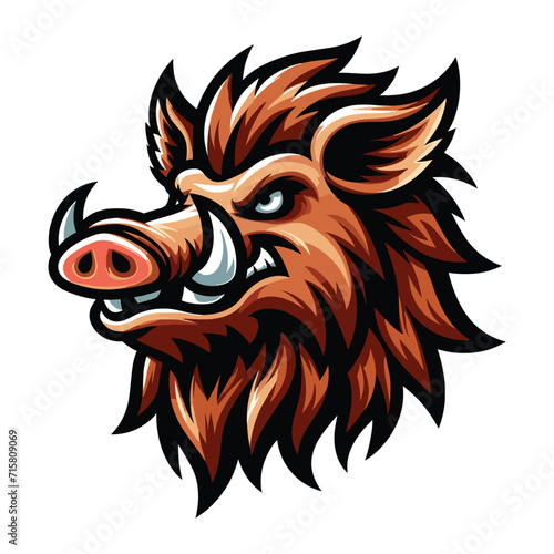 Wallpaper Mural wild beast animal hog boar pig head face mascot design vector illustration, logo template isolated on white background Torontodigital.ca