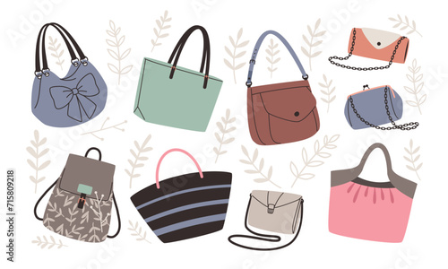 Set of fashionable women bags collection of fashionable
