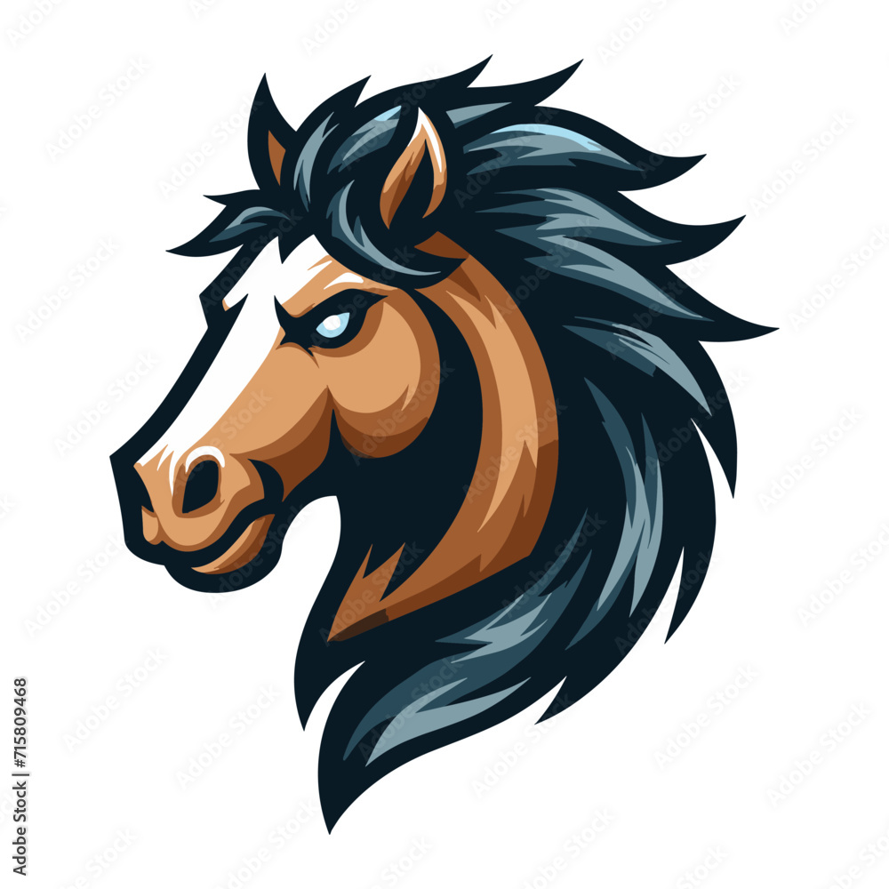 brave strong animal horse head face mascot design vector illustration, logo template isolated on white background brave strong animal horse head face mascot design vector illustration, logo template isolated on white background