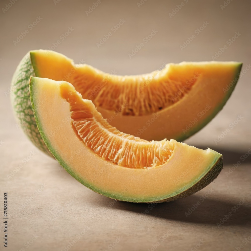 Sliced cantaloupe melon on table.
Sliced cantaloupe melon on table.