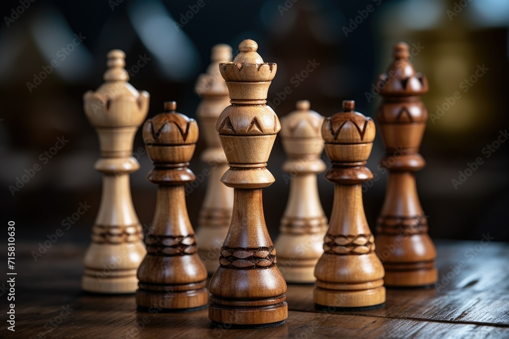 Wooden chess pieces on a Salesforce close up chess Ai generated Wooden chess pieces on a Salesforce close up chess Ai generated