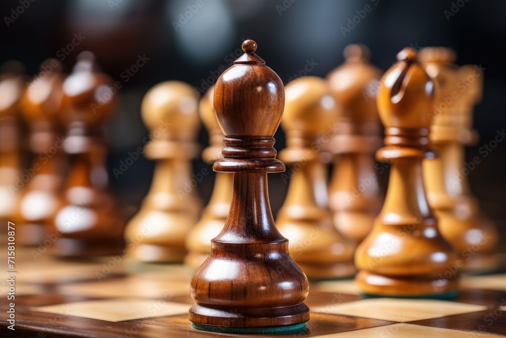 Wooden chess pieces on a Salesforce close up chess Ai generated Wooden chess pieces on a Salesforce close up chess Ai generated