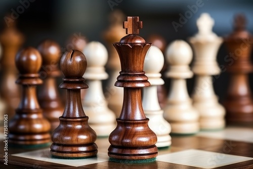 Wooden chess pieces on a Salesforce close up chess Ai generated