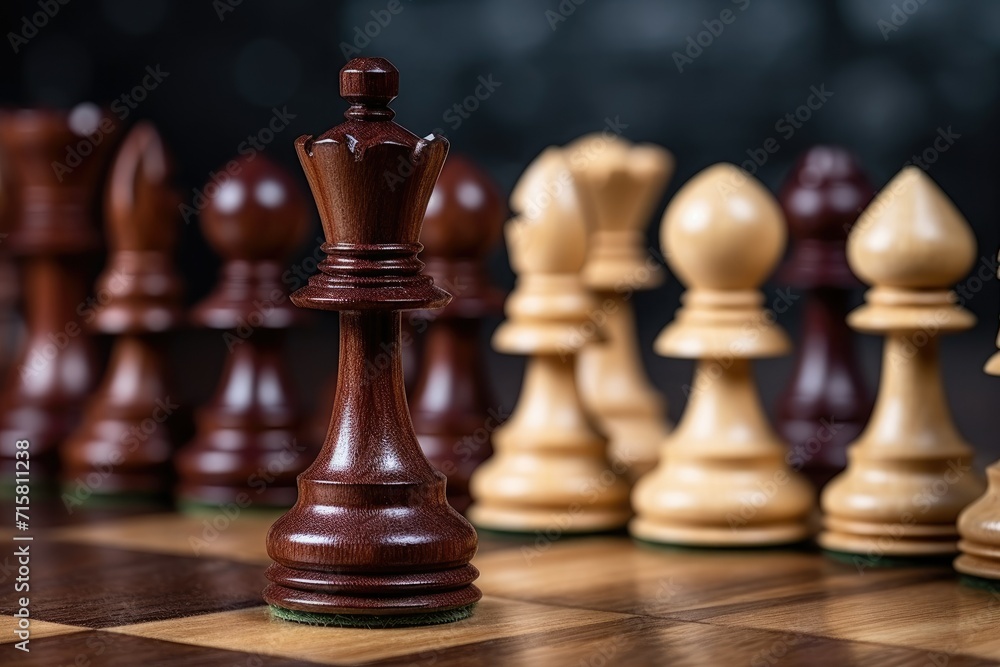 Wooden chess pieces on a Salesforce close up chess Ai generated Wooden chess pieces on a Salesforce close up chess Ai generated