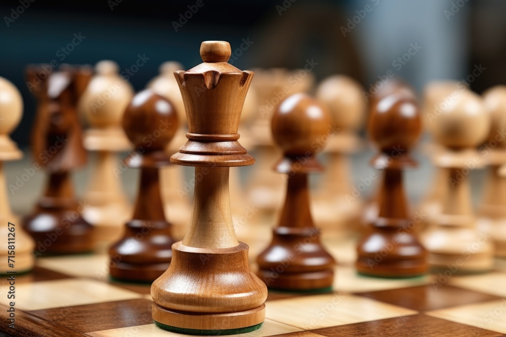 Wooden chess pieces on a Salesforce close up chess Ai generated Wooden chess pieces on a Salesforce close up chess Ai generated