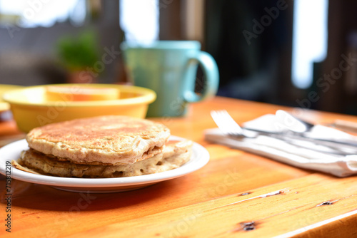 Vegan sourdough pancakes for breakfast