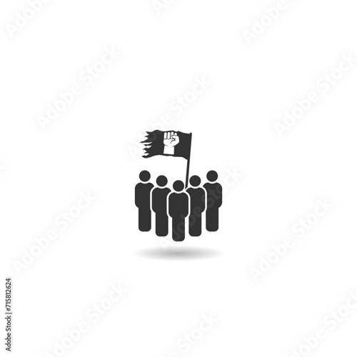  Protest people icon with shadow