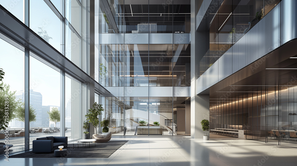 futuristic stunning high modern office building showing full elevation using predominantly aluminum and glass materials to showcase transparency and openness and eco-friendly futuristic stunning high modern office building showing full elevation using predominantly aluminum and glass materials to showcase transparency and openness and eco-friendly