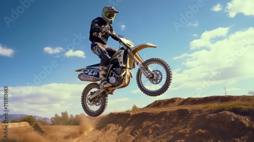 Extreme Motocross race running on a sand track