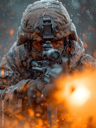 Soldier Holding Gun