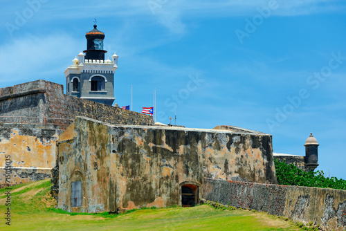 San Felipe del Morro castle walls in the old San Juan, Puerto Rico photo