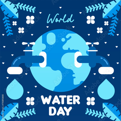 Fototapeta Naklejka Na Ścianę i Meble -  World water day background illustration. Flat world water day illustration. Water day web banner background