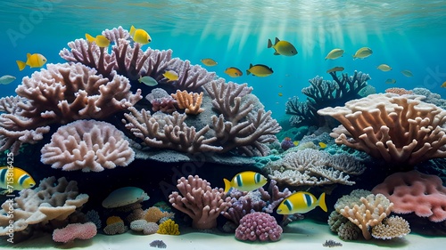 Background of a Coral Reef With Colorful Fish and Coral, AI Generated