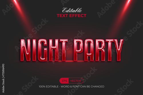 Night Party Text Effect Red Color Style. Editable Text Effect.