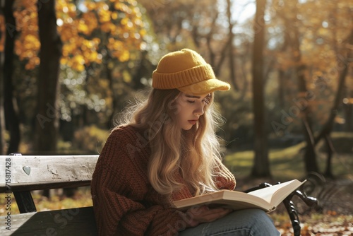 Autumn Leaves and Yellow Beanie: A Cozy Reading Experience Generative AI