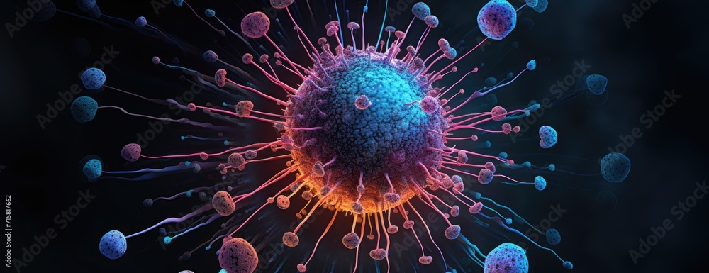 Macro close-up details capturing the vivid red and blue hues of microbes, molecules, viruses, and bacteria. Macro close-up details capturing the vivid red and blue hues of microbes, molecules, viruses, and bacteria.