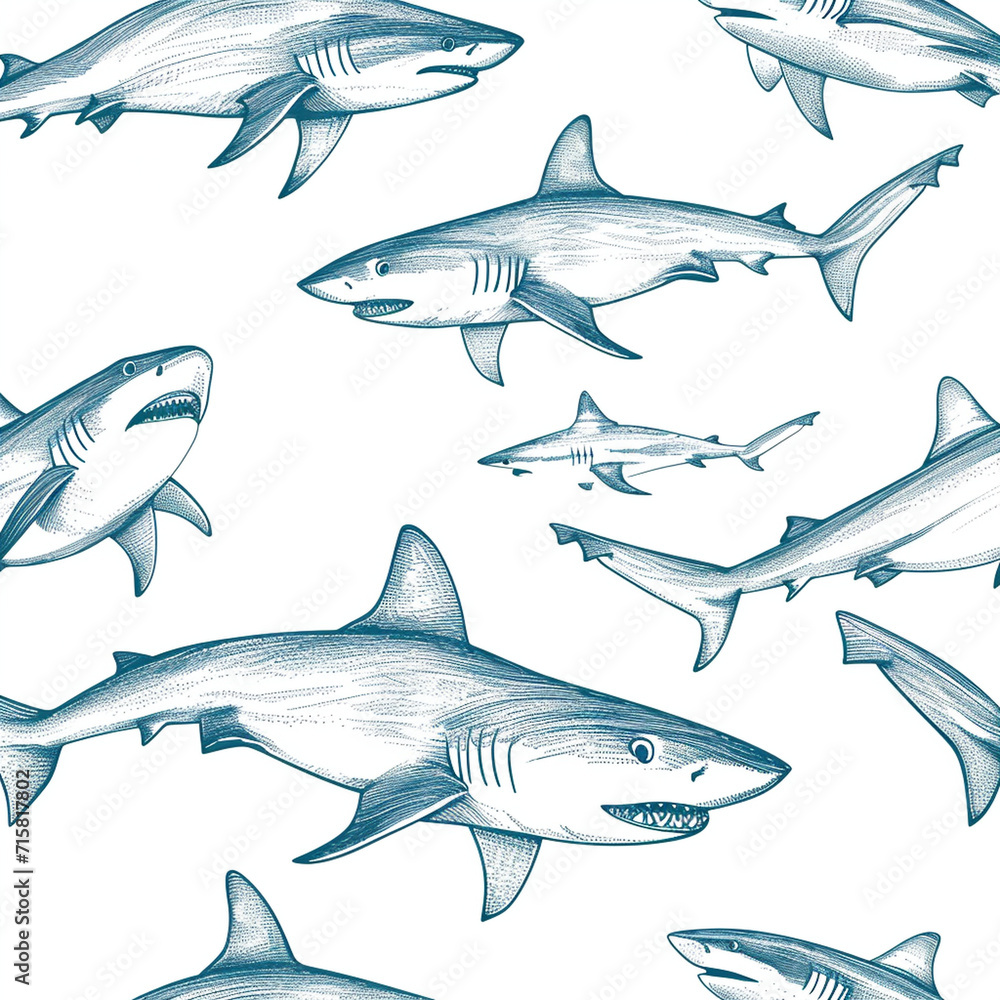 Obraz premium shark, pattern, design, ocean, nature