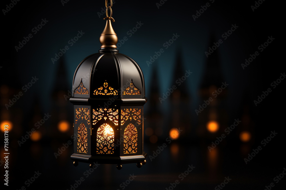 Lantern on dark background. Ramadan Kareem concept. Arabic lantern. Lantern on dark background. Ramadan Kareem concept. Arabic lantern.