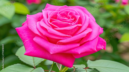 Close-up of a vivid pink rose in bloom.