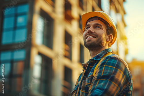 Confident Craftsman in Professional Workwear with Hard Hat: Skilled Industrial Worker at Job Site