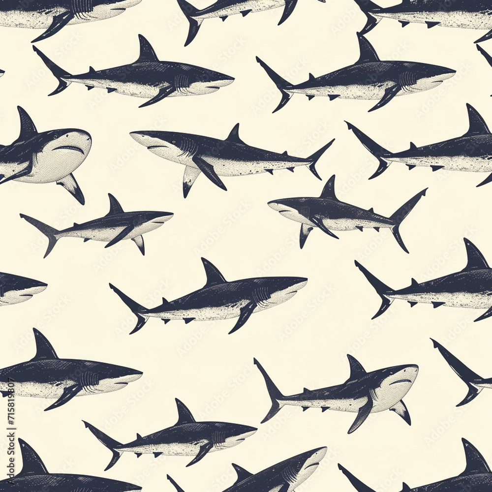 Fototapeta premium shark, pattern, ocean, blue, design
