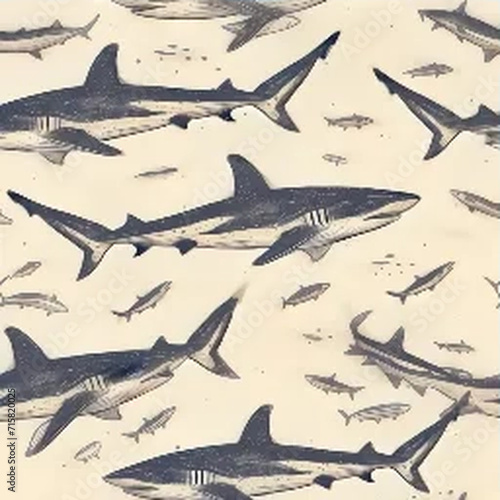 shark  pattern  ocean  blue  design