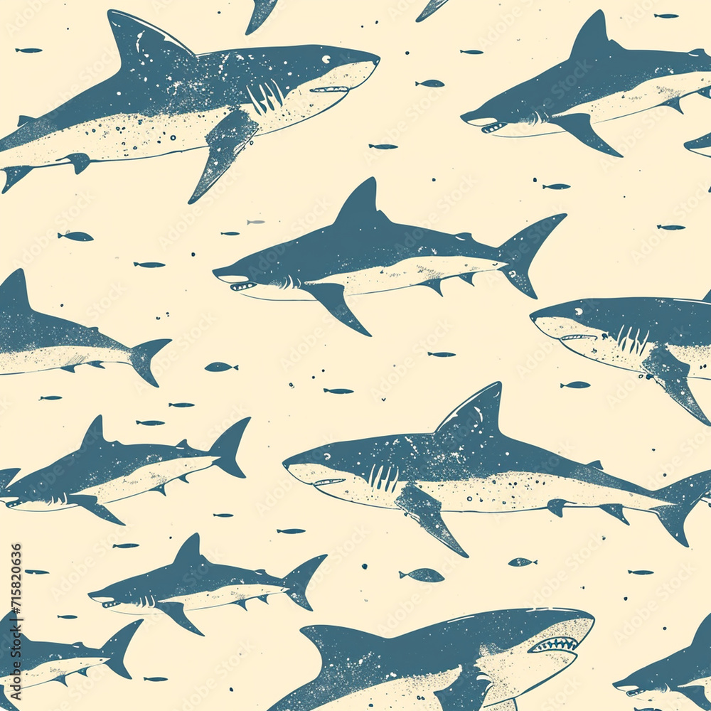 Fototapeta premium shark, pattern, ocean, blue, design