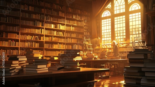 A Gentleman's Library: A Sunlit Study of Books and History Generative AI