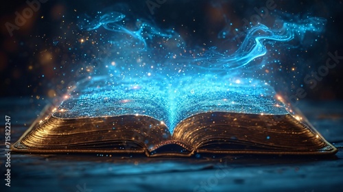 A Book of Dreams: A Blue and Gold Illusion Generative AI