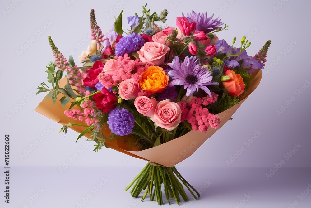 A beautifully arranged bouquet of vibrant, fragrant flowers, ready to be presented as a gift.