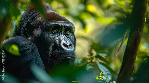 Close up portrait of a silver back gorillas face © Chandler