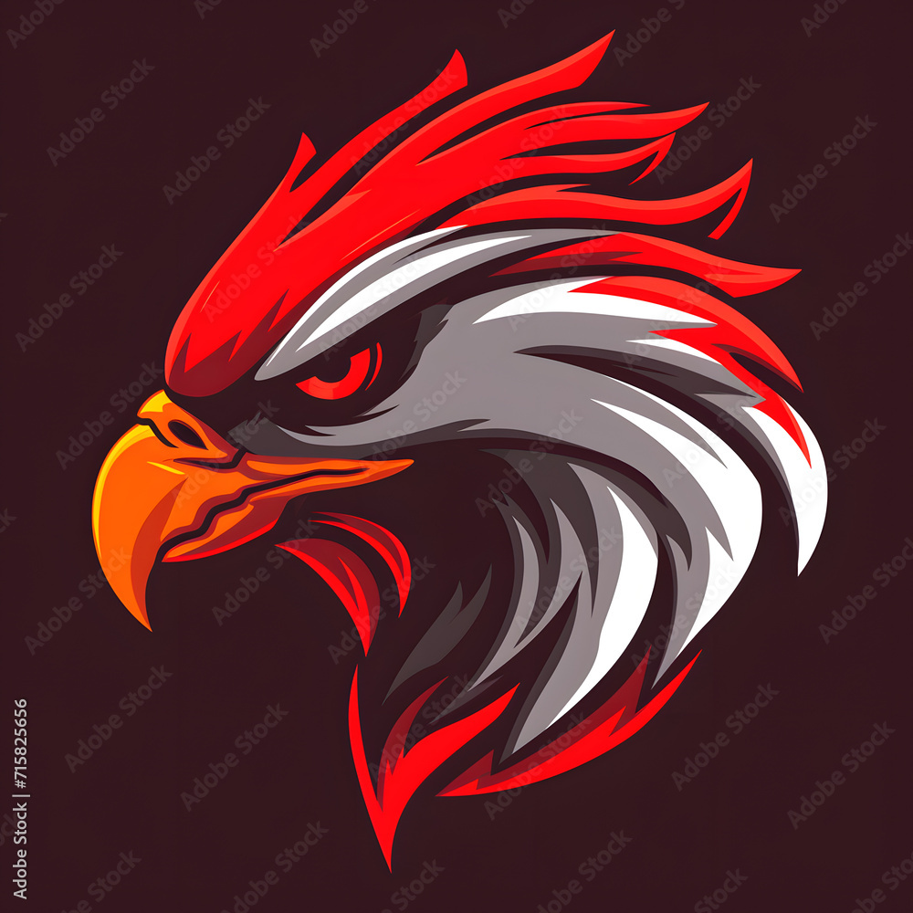 Flat Logo Vector of a Red, Grey, White Eagle Flat Logo Vector of a Red, Grey, White Eagle