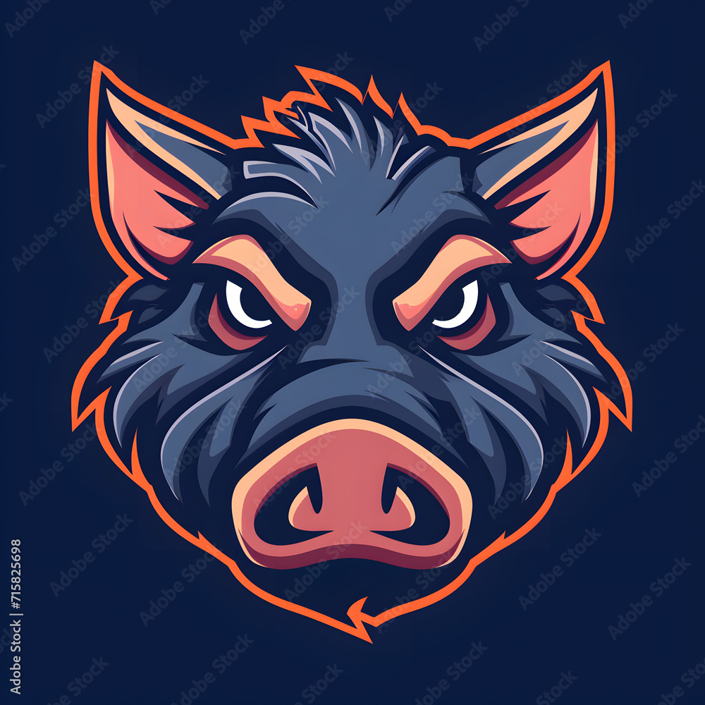 Hog Logo Vector Illustration, Flat Logo Vector of a Hog Hog Logo Vector Illustration, Flat Logo Vector of a Hog
